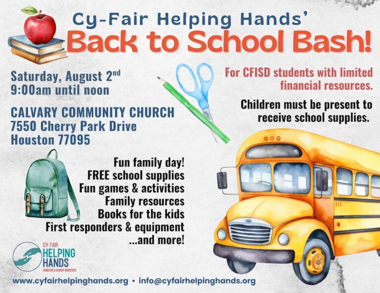 Cy-Fair Helping Hands to hold 4th Annual Back to School Bash for CFISD ...